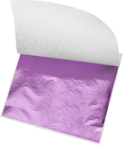 MECCANIXITY Gold Leaf Foil Sheet, Pink Purple Leaf Papers, 3.3 Inch x 3.1 Inch for Art Decoration, Sculptures, Painting, Pack of 150 Pcs