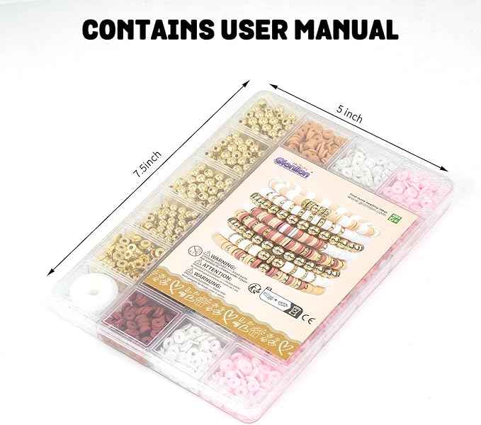 Gionlion 3000 Pcs Clay Beads for Bracelets, Bracelet Making kit Golden Beads for Jewelry Making, Charms Bracelet Kit DIY Arts and Crafts Birthday Easter Gifts