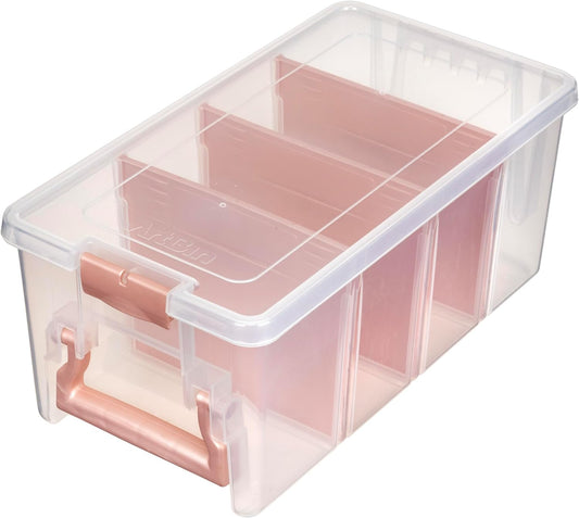 ArtBin Semi Satchel Portable Craft Organizer with 3 Dividers - Clear Plastic Storage Case for Art & Craft Supplies