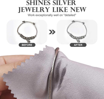 SEVENWELL 50pcs Jewelry Cleaning Cloth Gray Polishing Cloth for Sterling Silver Gold Platinum Small Silver Polish 8x8cm