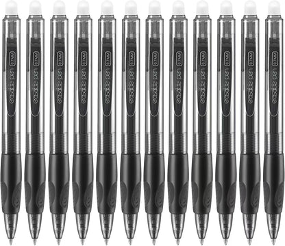 Aozora Erasable Pens Click Fine Point 0.7 mm Retractable Erasable Gel Pens for Completing Sudoku and Crossword Puzzles 12 Pack (Black)
