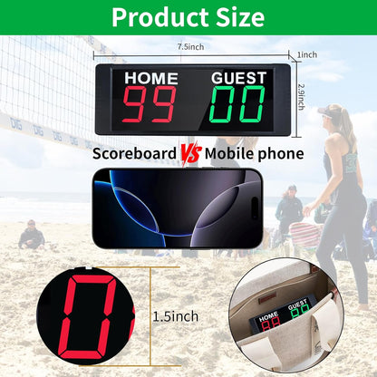 YZ Magnetic Battery Powered Cornhole Scoreboard,Portable Digital Scoreboard with Remote,Ping Pong Score Keeper with Buzzer,LED Electronic Scoreboard for Basketball/Baseball/Volleyball/Billiard Games