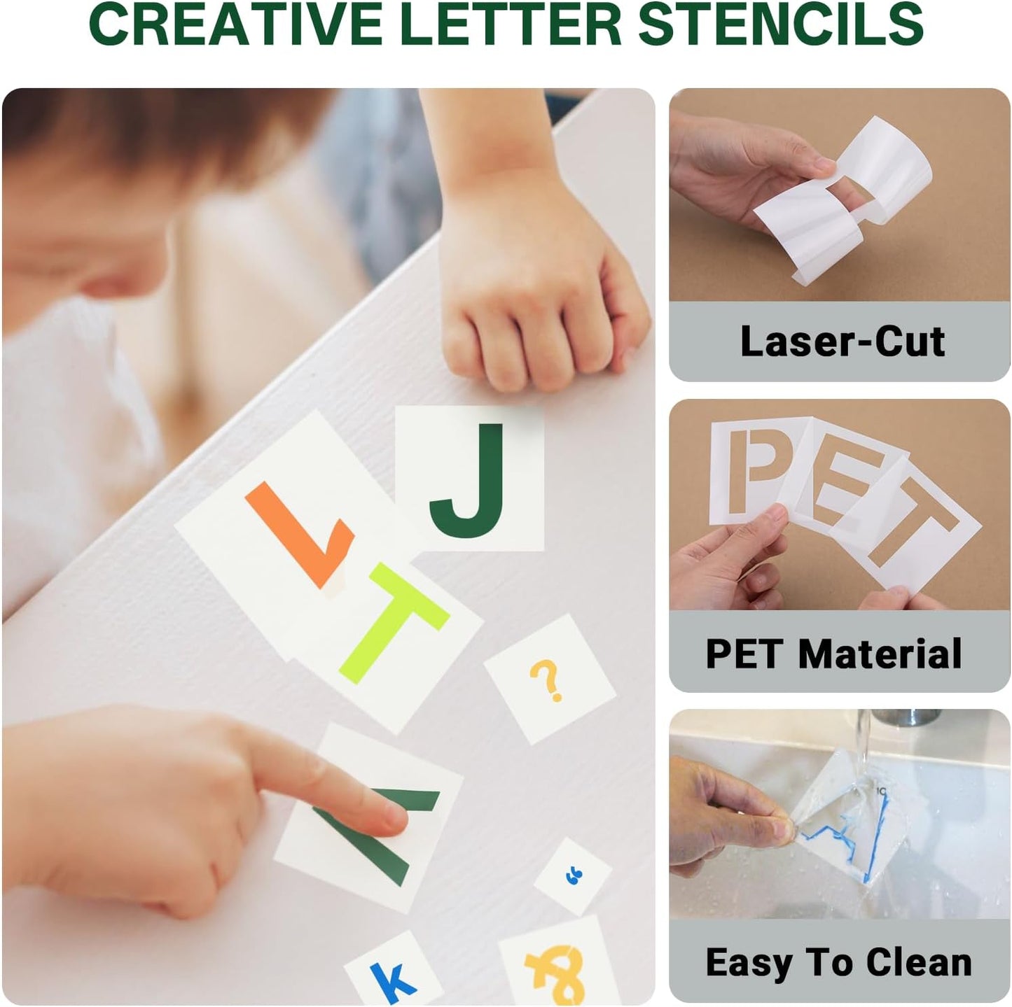 WISYOK 1 Inch 36 Pcs Letter Stencils and Numbers, Reusable Plastic Alphabet Art Craft Templates for Wood, Wall, Fabric, Rock, Signage,Cake,DIY