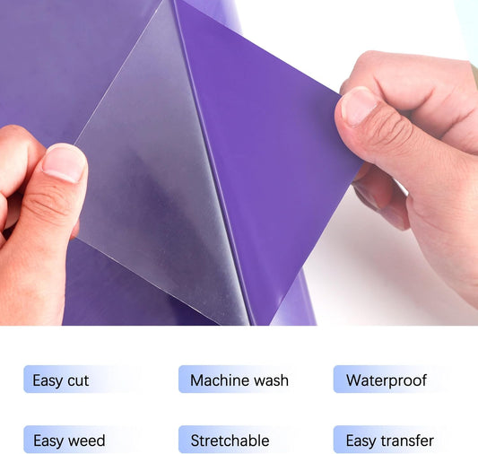 RENLITONG Matte Purple Iron on Vinyl Roll - 12Inch x 13ft HTV Heat Transfer Vinyl for T-Shirt, HTV Rolls for All Cutter Machine - Easy to Cut & Weed for Heat Transfer Design
