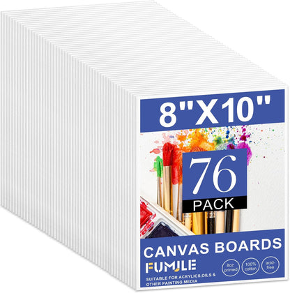 FUMILE Canvas for Painting 8x10, 76 Pack Canvas Boards for Painting Primed Acid Free Canvas Value Pack for Beginners & Artist, Canvas Bulk for Classroom and Painting Parties.