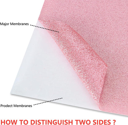 guangyintong Glitter Pink Heat Transfer Vinyl HTV Rolls, 12" x 8ft Iron on Vinyl for T-Shirts Glitter Pink HTV Vinyl for All Cutter Machines Easy to Cut & Weed for Heat Vinyl Design