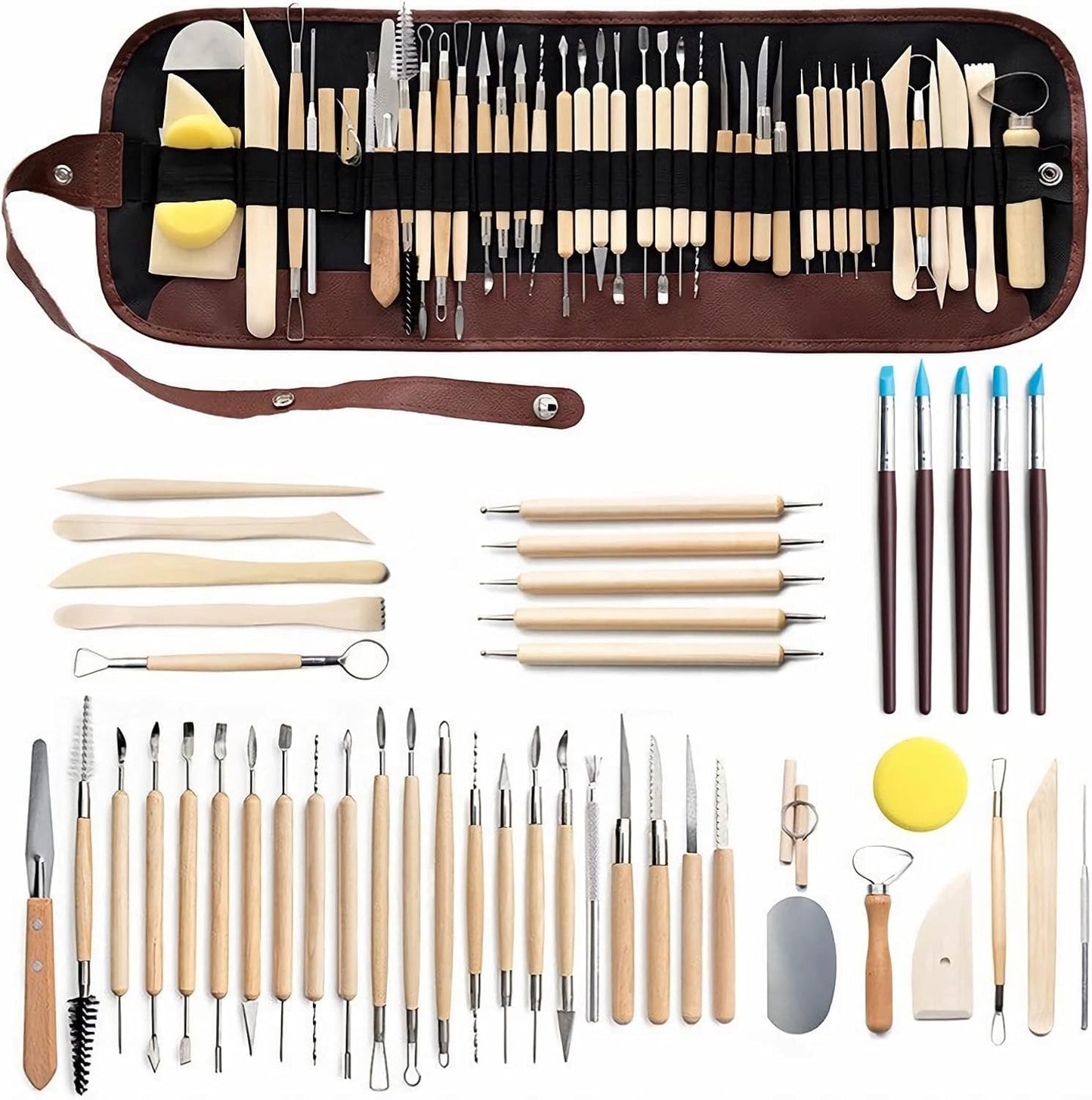 Clay Tools 46PCS Pottery Tools Clay Sculpting Tools Polymer Clay Tools Kit Ceramic Tools for DIY Handcraft Modeling Clay Carving Tools Set