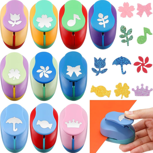 Harloon 10 Pcs Craft Hole Punch Shapes 1 Inch Paper Punch Hole Mix Shapes Cutters for Paper Crafting Scrapbooking Kids Teacher Office Supplies(Cute) - Crafty Corner