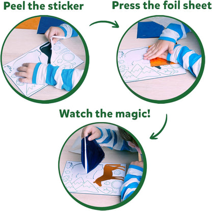 Skillmatics Foil Fun - Animals, No Mess Art for Kids, Travel Toys, Craft Kits, DIY Creative Activity, Christmas Gifts for Boys & Girls Ages 4, 5, 6, 7, 8, 9