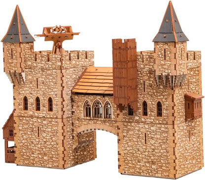 Rook P Castle Tower - 3D Wooden Puzzle - DIY 28mm Scale Model Building Kit - Educational Toy - Creative Gift - Tabletop Miniature Terrain Kit