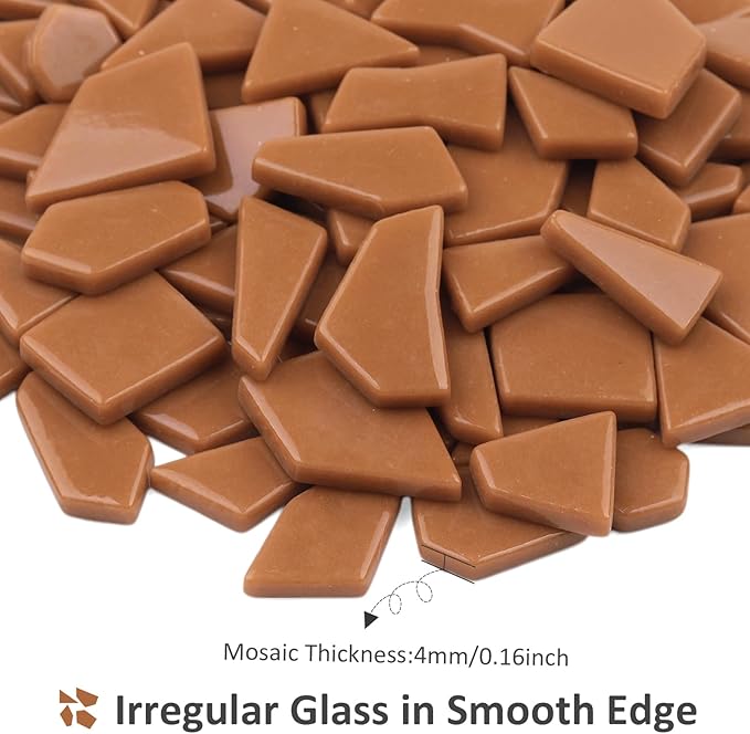 Youway Style Brown Glass Mosaic Tiles for Crafts Bulk,200g Broken Glass Pieces for Mosaic Art Crafts,Garden Mosaic Supplies