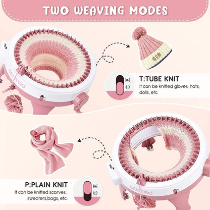 BZVV Knitting Machine for SENTRO 48 Needles Smart Knitting Crochet Machine with Row Counter for Adults and Beginners, Knitting Board Rotating Double Loom, Weaving Loom Machine Kit New Year Gifts