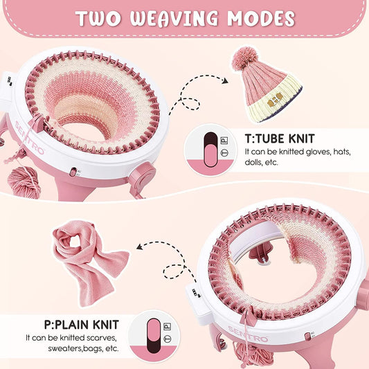 BZVV Knitting Machine for SENTRO 48 Needles Smart Knitting Crochet Machine with Row Counter for Adults and Beginners, Knitting Board Rotating Double Loom, Weaving Loom Machine Kit New Year Gifts