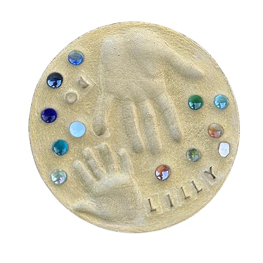DIY Stepping Stone Kit with Color Pigment, Handprint Stepping Stone, Mother's Day Gift, Footprint Stepping Stone (10 Inch, Yellow)