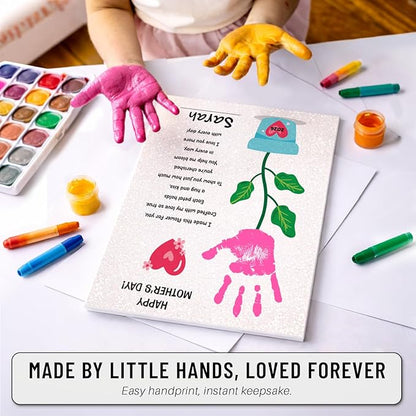 MIKAYENUS Mother's Day Handprint Craft - Baby Handprint Kit for Kids - Handmade Gifts for Mom & Grandma - DIY Art Activities - First Mother's Day Craft Gift - Kids Art Project Set