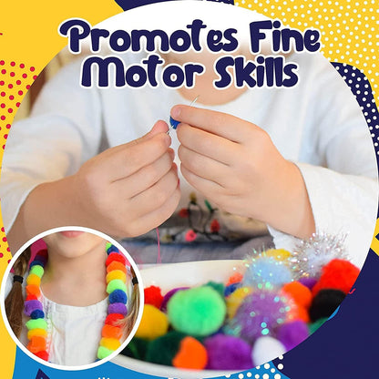 FUNZBO Arts and Crafts Supplies for Kids - Crafts Kits with Pipe Cleaners, Construction Paper, Pom poms, Googly Eyes, Crafts for Kids Ages 4-8, School Craft Projects,4 6 8 Birathday Gifts for Girls