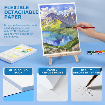 Pacocoast Watercolor Paper, 9"X12" Cold Press Artist Sketchbook, (300gsm/140lb) Water Color Pads for Acrylic, Gouache & Pencil. Painting Drawing Paper Book, Art Supplies for Adults & Kids, Teal