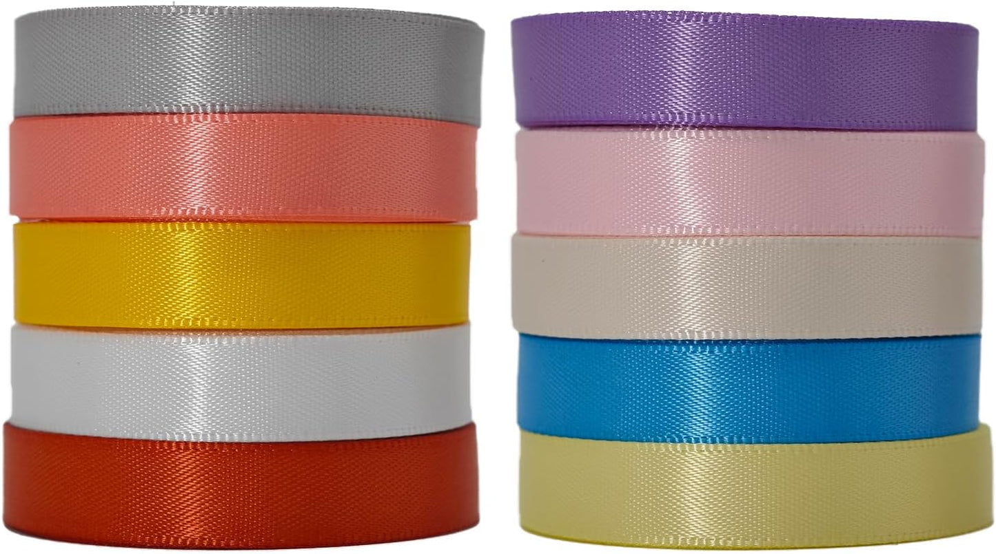 3/8 Double-Faced Satin Ribbon 50 Yards Set,“Morning Meadow”–10 Nature Colored Ribbon Bulk for Gift Wrapping, Crafts, Flower Bouquet, Easter, Wedding, Party Decor, Teacher Kids, Hair & Bows - Crafty Corner