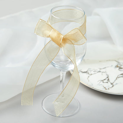 1 Inch Wide Sheer Chiffon Ribbon - Pearl Silk Woven Ribbon Suitable for Gift Wrapping, Wedding Decor, Home Decor, Girl Hair Accessories Handmade DIY (25 Yards/roll) (Champagne) - Crafty Corner