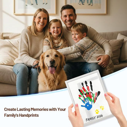 80S Family Handprint Kit, Handprint Art Craft DIY Kit, Baby Hand Print Gift for New Moms, Parents, Grandparents, 6 Safe, Non-Toxic Paints, Ideal for Mother's Day, Father's Day, Anniversary & More