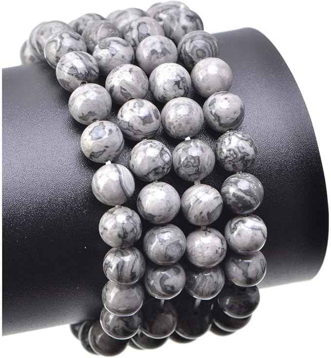 90pcs Adabele Natural Landscape Jasper Healing Gemstone 8mm (0.31 inch) Round Loose Beads Gem Stone Spacer for Craft Jewelry Making GF19-8