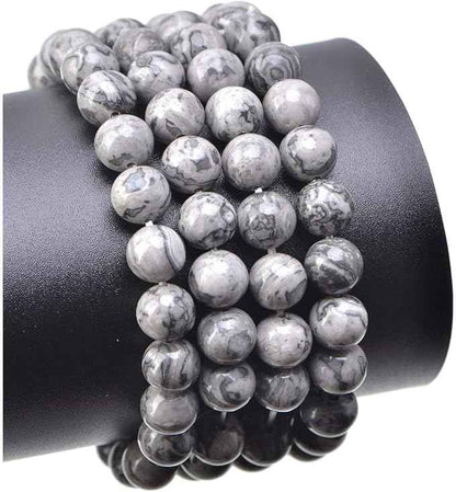 90pcs Adabele Natural Landscape Jasper Healing Gemstone 8mm (0.31 inch) Round Loose Beads Gem Stone Spacer for Craft Jewelry Making GF19-8