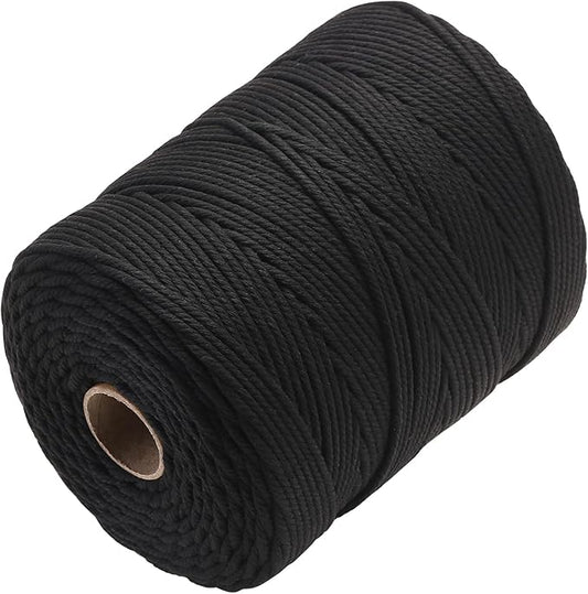 GOHOHOF Macrame Cord 4mm x 328yards Natural Macrame Cotton Rope Colored Macrame Rope Soft Cotton Cord Macrame Supplies Craft Rope Macrame Yarn for Plant Hanger Wall Hanger Dreamcatcher(Black)