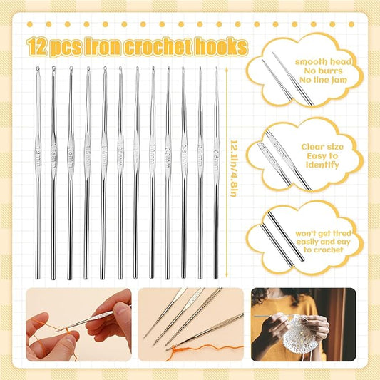 IMZAY 54 Pcs Crochet Hooks Set, 0.6mm-6.5mm Crochet Needles for Yarn Crochet Kits for Beginners, Ergonomic Crochet Hooks with Knitting Accessories, Crochet Supplies, Knitting Needles for Crocheters