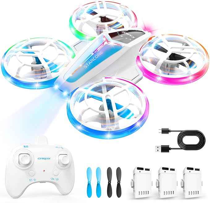 Drone for Kids–World's First Dual Module Lighting Kids Drone, 3pcs Batteries Starship Kids Drone,One-Key Takeoff,360° Flip,Auto-spin,Type-C Charging, Unique kids drones for age 6-8,8-12