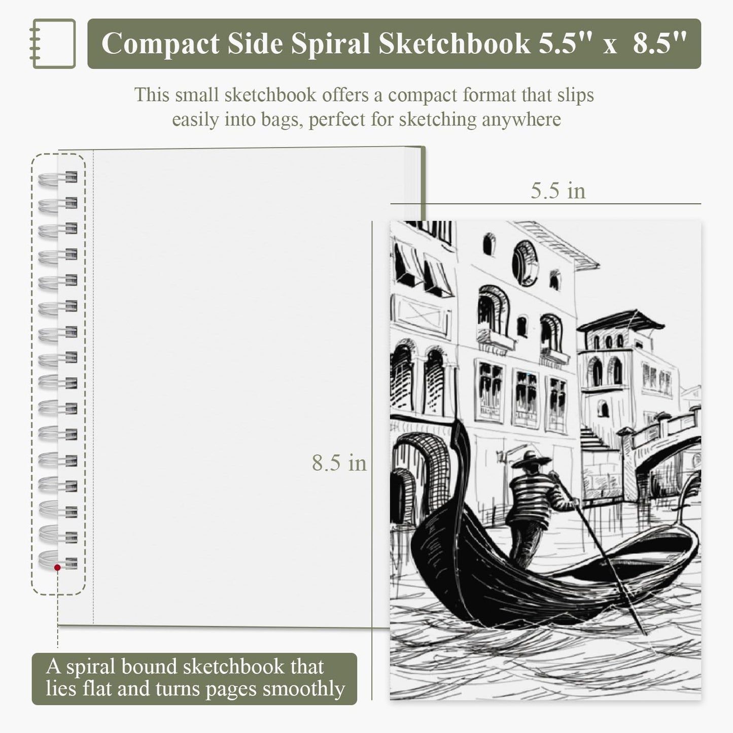 SuFly Small Sketch Book 5.5"x8.5", 2-Pack Mini Sketchbook, Spiral Bound Sketchbook Hardcover with 200 Sheets of 68lb/100gsm Mini Drawing Pad Paper, Small Sketch Pads for Drawing for Adults & Kids. - Crafty Corner