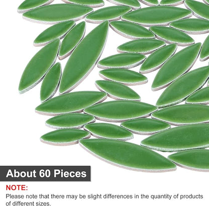 uxcell Ceramic Mosaic Tile, About 200g Teardrop Leaf Tile Mosaic Block for Handicrafts Artwork, Blackish Green
