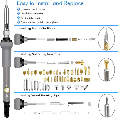 137PCS Wood burning Kit, DIY Creative Tool Set Soldering Woodburning Pen with Adjustable Temperature and Wood Piece for Embossing Carving Tips - Crafty Corner