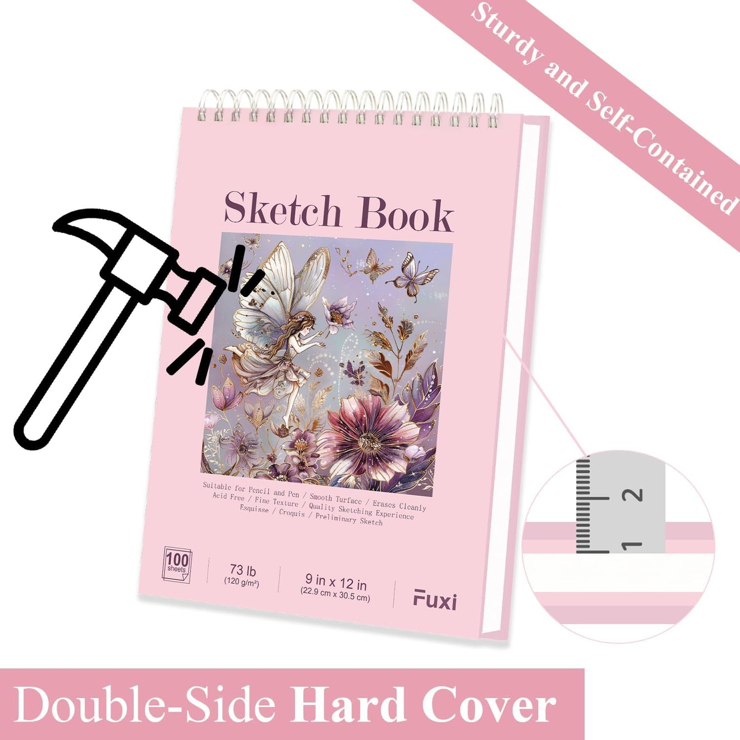 Cute Sketchbook Pink, 9"x12" Sketch Book for Teen Girls, 100 Sheets Girl Sketchbook 73lb/120gsm Drawing Paper for Kids, Art Supplies for Teens 14-16 Girls. - Crafty Corner