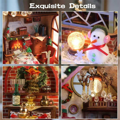 DIY Miniature House Kit, Miniature Kit with Music, Dollhouse Kit for Adults Teen, Mini House Building Kit for Birthday, Christmas Warm Lodge