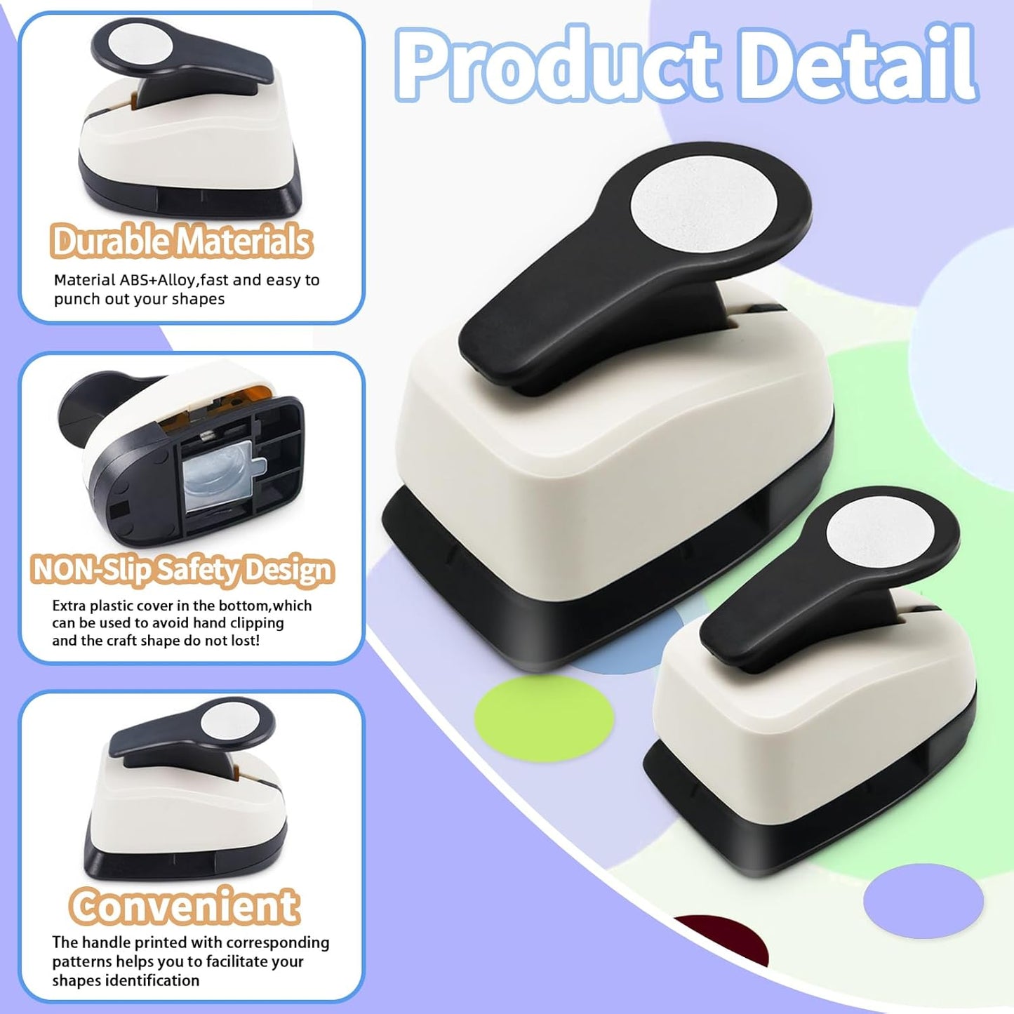 Circle Punch, Circle Hole Punch, Paper Hole Puncher, 3 PCS CirclePunch Set, 1 inch Hole PunchCircle, 5/8'' CirclePaper Punchers, 3/8'' Craft Punches, HolePuncher for Crafts, Shape Punches - Crafty Corner