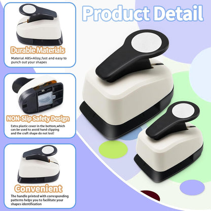 Circle Punch, Circle Hole Punch, Paper Hole Puncher, 3 PCS CirclePunch Set, 1 inch Hole PunchCircle, 5/8'' CirclePaper Punchers, 3/8'' Craft Punches, HolePuncher for Crafts, Shape Punches - Crafty Corner