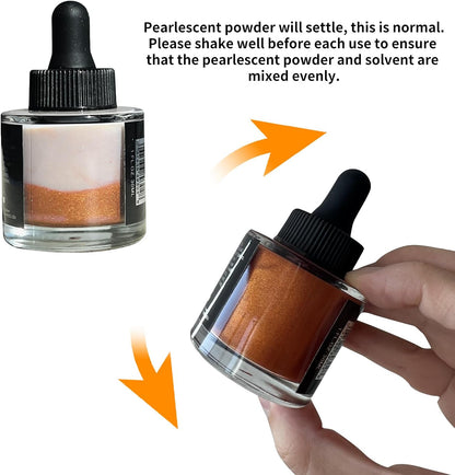 CSY art gallery Metallic -Pearlescent-Glitter Acrylic Ink -Shining Calligraphy Paint -Silver, Rose Gold Rich Pigments Perfect for Artists, Canvas, Rocks, Wood, Fabric, Ceramic (Galaxy Starlight Set) - Crafty Corner