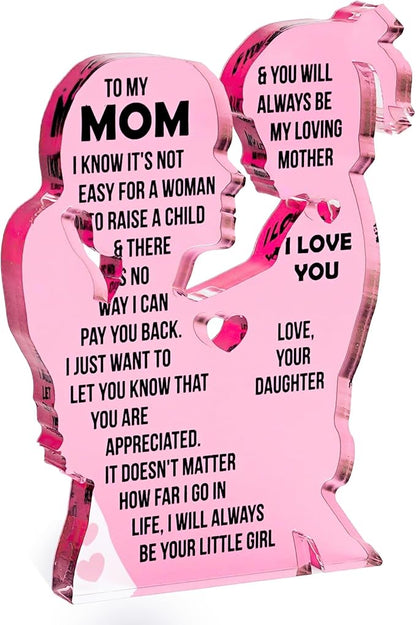 Mom Gift from Daughter Acrylic Plaque – Mother Daughter Gift, Mothers Day Gifts for Mom, Best Presents for Moms, Best mom Ever Gifts, Mothers Day Decor for Mother's Day