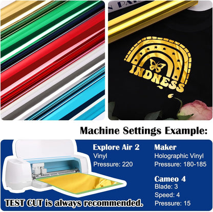 TECKWRAP HTV Iron On Vinyl Bundle, 6 Rolls 12" x3FT Chrome Metallic Heat Transfer Vinyl, Easy to Cut & Transfer, Perfect for T-Shirts, Hoodies, Bags & Crafts