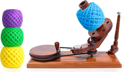 Bhartiya Handicrafts Rosewood Yarn Winder | Large Capacity 10 oz Wooden Yarn Winder for Knitting, Crocheting and Weaving | Table Top Wood Yarn Swift and Ball Winder