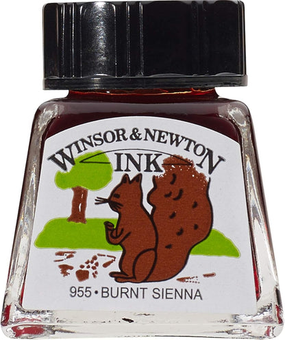 Winsor & Newton Drawing Ink, 14ml Bottle, Burnt Sienna - Crafty Corner