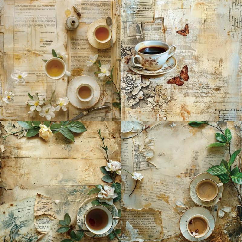 Vintage Coffee Scrapbook Paper Pad Color Patterned Paper 6×6,24 Sheets Single-Sided Scrapbooking CardStock Papers Pad for Holiday Cardmaking DIY Origami Journaling. (R2436, 6inch) - Crafty Corner