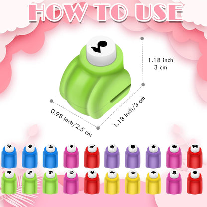 Paper Punches, Punch Craft Set Punches, Hole Punch Shapes Scrapbooking Supplies for Kindergarten Teacher Office Supplies and DIY Arts (Classic Mini 20pcs) - Crafty Corner