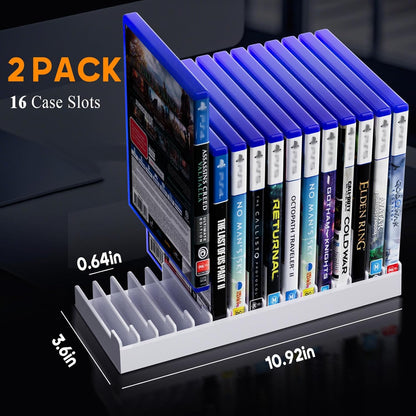 Nargos Video Game Storage Holder for for PS5/ PS4/ PS3/ PS2/ Xbox One/Xbox 360 and Xbox Series X/S/Wii/Switch/Switch 2 Game Cases, DVD and Blu-Ray Organizer for Desk (2, White)