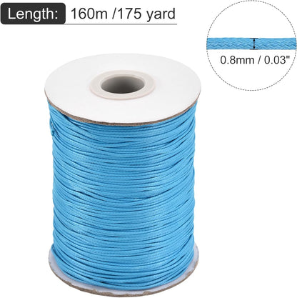 MECCANIXITY Waxed Cord 0.8mm Waxed Polyester Cord 175 Yard Wax String for Bracelet Making,Necklaces, Beading,Jewelry Making and DIY Crafts(Sky Blue)