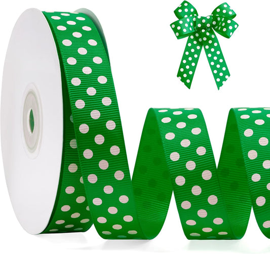 Polka Dot Grosgrain Ribbon 3/4 Inch, 25 Yards Spool Green and White Polka Dot Ribbon for Christmas Gift Wrapping DIY Crafts Hair Bows Wedding Party Decor Sewing and Home Decoration - Crafty Corner