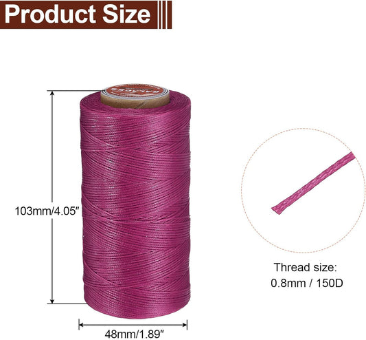 uxcell Flat Leather Sewing Waxed Thread, 270m / 295 Yards Polyester Wax String, 150D Wax Stitching Cord for Leather Crafts, Bookbinding, Bracelets Braided, Reddish Purple