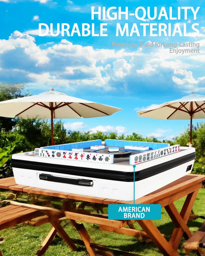 Portable Automatic Mahjong Table, Hand-held Mini-Mahjong, Automatic Mahjong, Foldable Mahjong Table w/American&Chinese -Style Magnetic Tiles, for Outdoor & Home Fun (Black)
