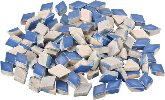 MECCANIXITY 200g Ceramic Mosaic Tiles for Crafts Bulk, Rhombic Blue Ceramic Tiles for Mosaic Kits Garden Stepping Stone Cup Mat