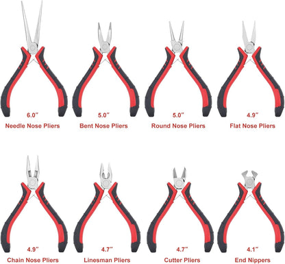 Jewelry Pliers Sets Jewelers Making Tools Kit, Professional 8 piece Mini Wire Plier with Wood Holder for Beading, Crafting, Crimping, Cutting, Repair, Wrapping, Complete Quality for Adults Starter - Crafty Corner